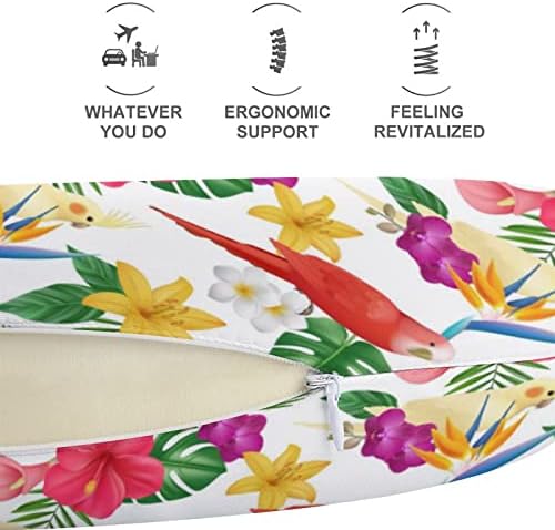 Flores coloridas e pássaros viajam de travesseiro de pescoço Memória de espuma de espuma de vôo para o apoio de cabeça para