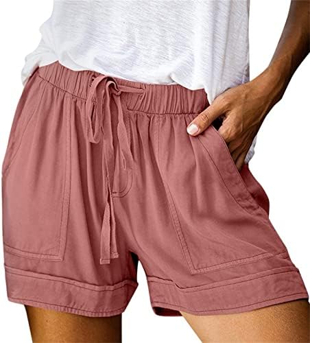 Shorts atléticos para mulheres plus size elástica de cintura bermuda shorts com shorts leves de bolso no verão