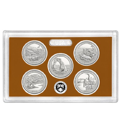 Rare Coins Park Quarters Proof Set 2015 S 5 Prova de moedas com caixa e certificado