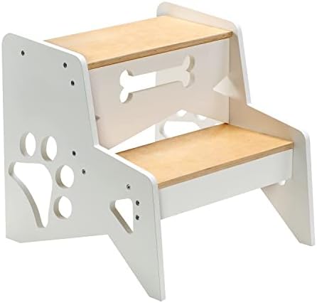 ETNA PASSO DE DOG Pequeno - Wooden 2 Step escada, Pata Design Pet Stairs Bed, ao lado de Bed Dog Dog Stool