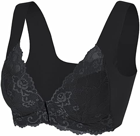 Lace feminina Plus Size Fechamento frontal Bras Wirefree Bra Cobertura completa Suporte