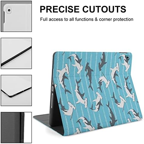 Hammerhead Shark Pattern Tablet Case Slim Flip Stand Tampa de proteção com porta -lápis compatível para iPad 2020 （10.2in）