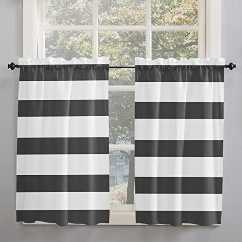 Panéis de cortina de cortina de janela e janela branca, com 2 painéis de cortina de 2, cortinas de bolso de haste para crianças da