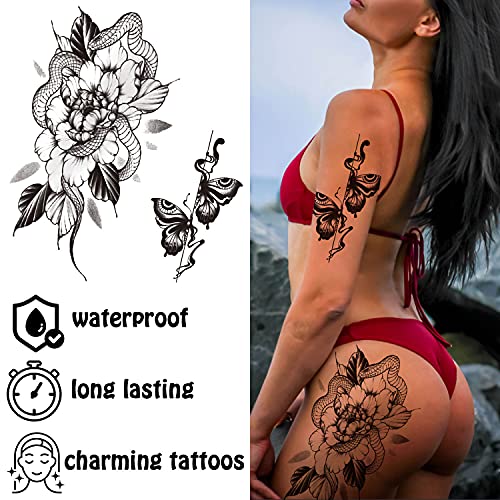 Tatuagens temporárias de cerlaza para mulheres adultos, tatuagens de manga de meio braço semi-permanente de tatuajes temporales mulheres,