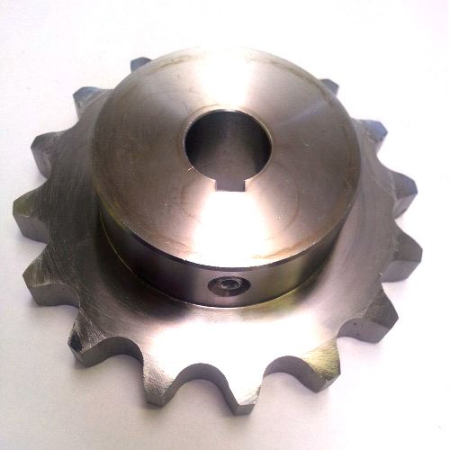 Ametric 42B17 ISO 08B-1 SPROCKET 17 dentes 74,5 mm O.D. , 52 mm de cubo diâmetro, 28 mm de largura total, 017 dentes, aço de 1 polegada H8 Bore, 1/4x1/8 polegada Keyway 1/4-20 parafusos UNC, 42b17,1 Parte ametrica nº, 887240 SKU No.