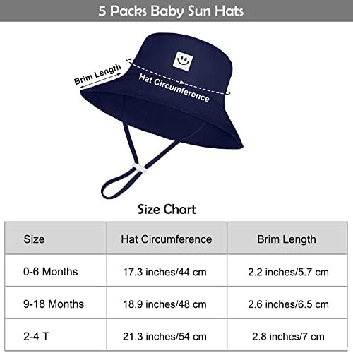 Cooraby 5 pacote bebê chapéu de sol ajustável chapéu bucket sun protetor boné para criança meninas meninas meninas