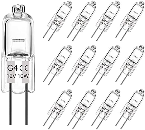 Lâmpadas G4, lâmpada de halogênio cristalina de 12 pacote 2, qualidade premium 12V 10W JC T3 Bi-pin G4 Bulbo para