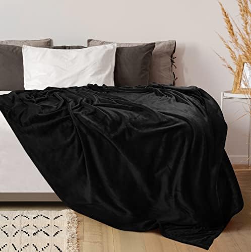 Utopia Bedding Fleece Blanket Tamanho do arremesso preto 300gsm Cobertor de luxo para sofá-cama Microfibra de manta macia anti-estática