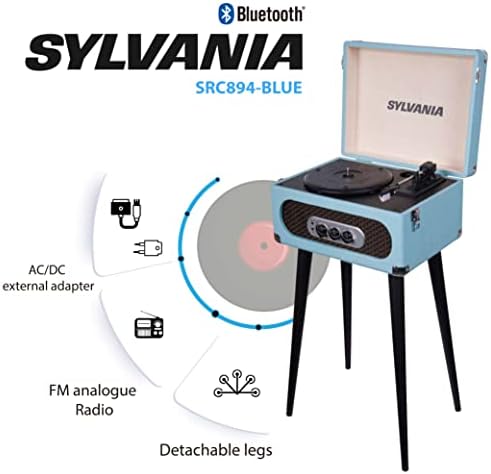 Sylvania src894 blue bluetooth retro giratable com stand & fm rádio