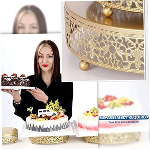 Stands de bolo, suporte de sobremesa do Metal Floral Hollow, cupcakes de ouro redondos para a decoração do chá de aniversário de aniversário