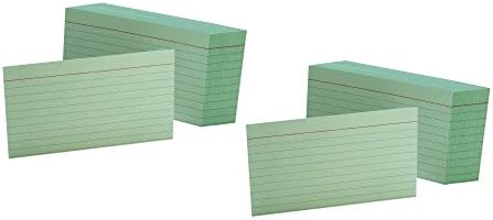 2 pacote de 100 Oxford Green Green 3 x 5 polegadas Cartas de índice incluídas por presentes Maven