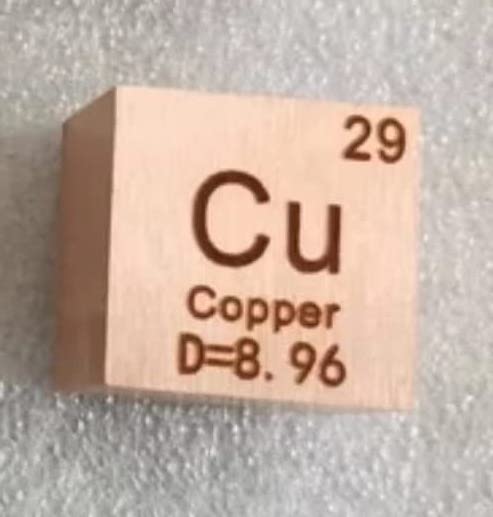 1 Cubo de cobre 99,95% Cubo de densidade de cobre de metal de alta pureza 25,4 mm com estação de exibição para coleta periódica de coleta de tabela Hunter