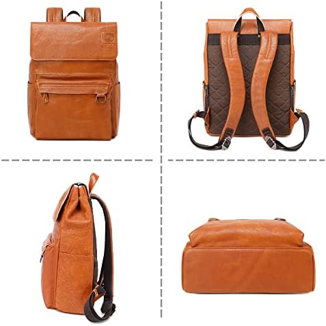 Mochila de couro vintage G-Favage para homens Laptop Mackpack Backpack Daypack para viagens de negócios da faculdade, bolsa de laptop de 15,6 polegadas