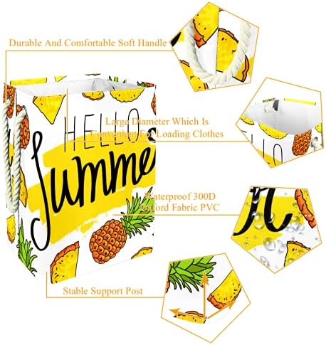 Deyya Cestas de roupa à prova d'água Alto Hello dobrável Hello Summer Fruit Print Hort para crianças adultos meninos