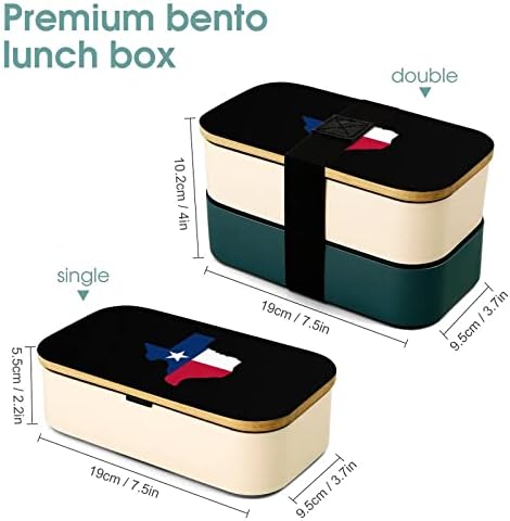Mapa de bandeira do estado do Texas Bento Bento Lunch Box com utensílios de utensílios de almoço empilhável Inclui 2 contêineres