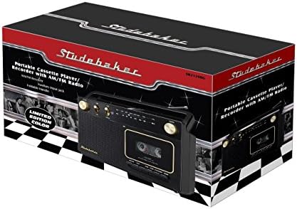 Studebaker portátil retro home home áudio estéreo am/fm Radio e cassete player/gravador com jacte de entrada AUX e alto -falantes construídos