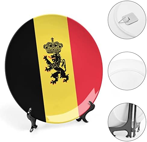 Belga Bandle Badge Bone China personalizada Cerâmica Placas decorativas redondas em casa com suporte de exibição 7 polegadas