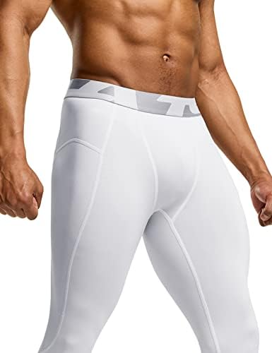 Calças de compressão 3/4 de TSLA Men, calças justas de exercícios, leggings atléticos de capri seco, camada de base de ginástica de ioga