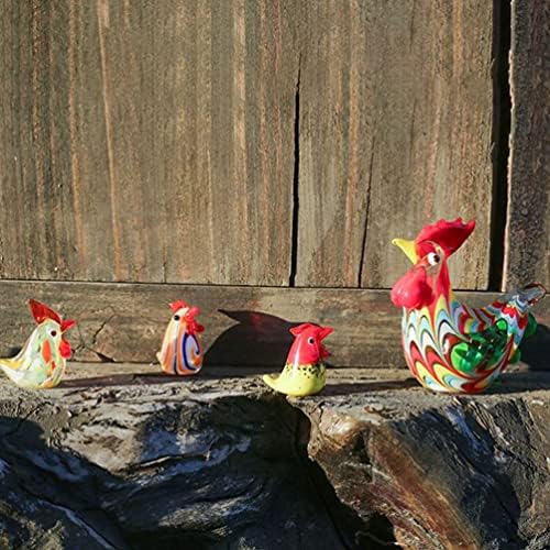 Vidro de galo de vidro estatueta 3pcs Mini estátuas de galinha de vidro de vidro Figuras da fazenda Figuras de ação do bolo Mesa Decoração de ornamentos de mão Figura de animal soprado para casa