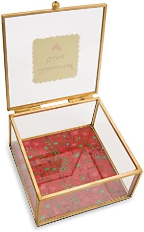 Pavilion Gift Company A Mother's Love - Treasured Nana Floral Glass Jewelry Box 4,25 polegadas, floral, vermelho