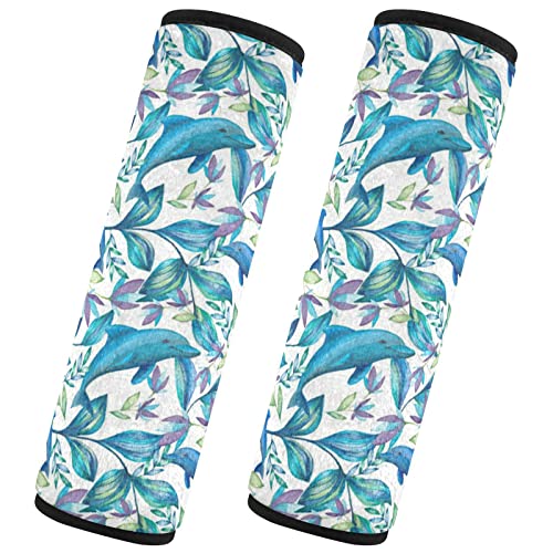 Flores tropicais Dolphins Capas de alça de assento de carro para crianças 2 PCs tiras de assento de carro Casas de ombro almofadas protetoras