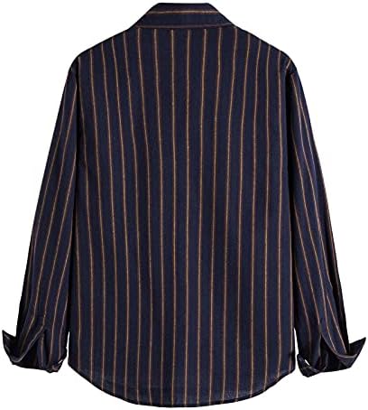 XXZY Camisas de outono para masculino Men Autumn Stripe de inverno Impressão de colarinho virado de colar