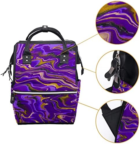 Mochila de viagem Guerotkr, bolsa de fraldas, bolsas de fraldas de mochila, marmoreio de arte abstrata roxa