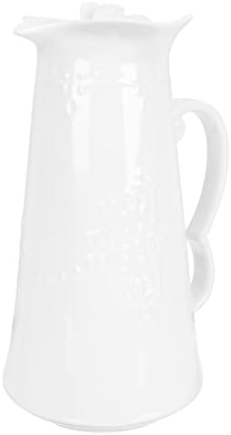 Garrafas de água de vidro de cabilock arremessador de água cerâmica com tampa com alça de tampa em relevo jarro de água fria jarro de água fria jarro de água de grande capacidade para bebidas de leite jarra de vidro branco