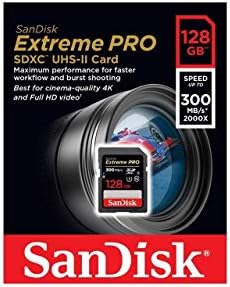 Sandisk 128GB SDXC SD Extreme Pro UHS-II Cartão de memória Funciona com o pacote Panasonic Lumix S1, S1R, GH5, GH5S Câmera 4K V30 com tudo, menos Stromboli 3.0, leitor de cartão