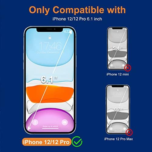Protetor de tela de vidro temperado Degeyoyo Compatível com iPhone 12/12 Pro 6,1 polegadas, iPhone 12/12 Protector de tela Pro