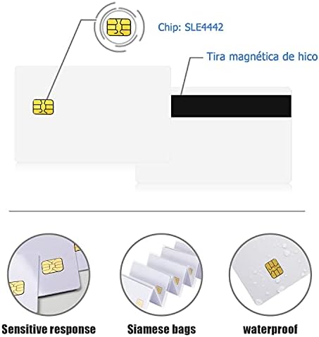 20pack-sle4442 cartões de chip w/hico 2 faixas mag sistrie em branco Card de contato inteligente SLE4442 Cards Branco
