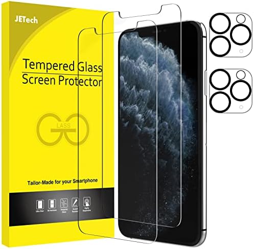 Protetor de tela JETECH para iPhone 11 Pro 5,8 polegadas com protetor de lente de câmera, filme de vidro temperado, 2-pacote cada