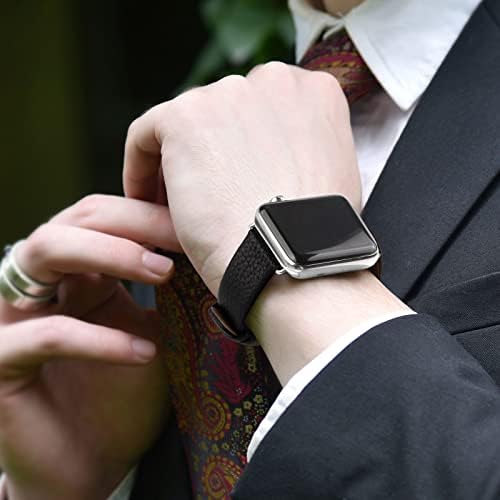 Wristitani Compatível com Apple Watch Leather Band 45mm 44mm 41mm 40mm, banda de couro Iwatch para Apple Watch Series 8/SE/7/6/5/4, tira de couro Iwatch superior para homens mulheres