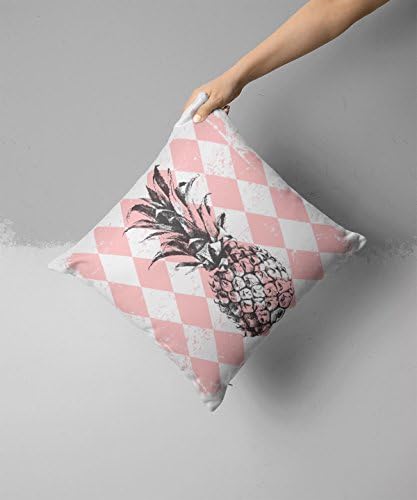 Iirov Summer Design Design de tinta Decorativa Pillow - Tropical Summer Pink Pineapple V1