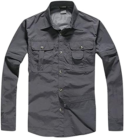 Tops para masculino Button Down Lapela Camisas casuais moda de manga comprida Blusa de casaco de cardigã com bolsos