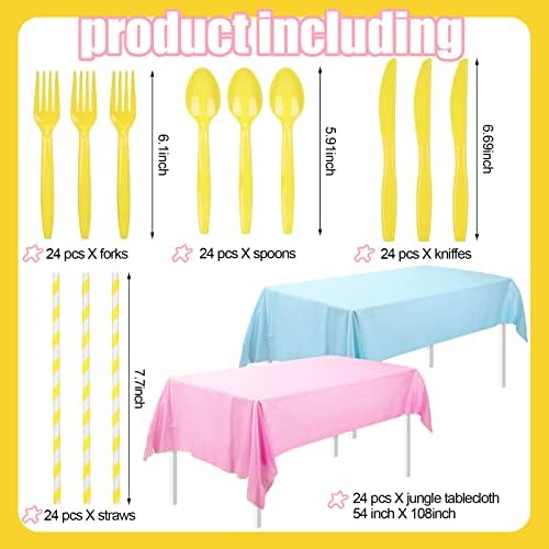 194 PCs Preppy Smile Face Party Tabelware O conjunto de louças inclui Kawaii Placas Copos Preppy Guardinhas de Facas de Facas de Facas de Palhas de Palhas de Tabelas de Tabelas Serve 24 Convidados para meninas Y2K Decorações de aniversário Preppy