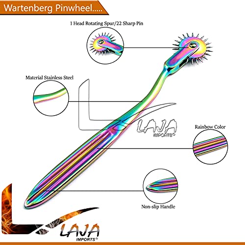 LAJA importa Wartenberg Wheel - Forte sensação Pinwheel Multi Color Rainbow