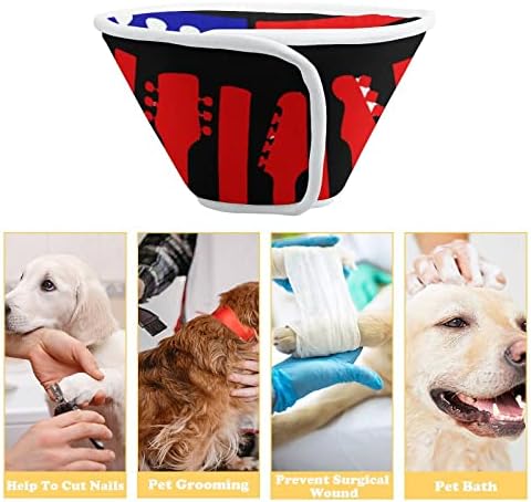 Guitar American Flag Dog Cone Collar Cola de proteção de recuperação de animais de estimação para cães gatos