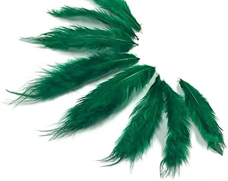 Penas artesanais - 1 dúzia - sólido pavão verde galo chickabou penas de cotão