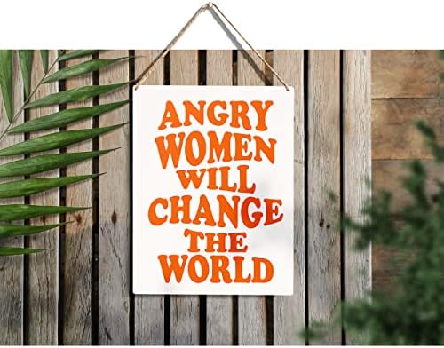 As mulheres vão mudar o signo mundial de madeira signo feminista sinais de madeira pendurados na placa em casa arte de parede 8 x 10