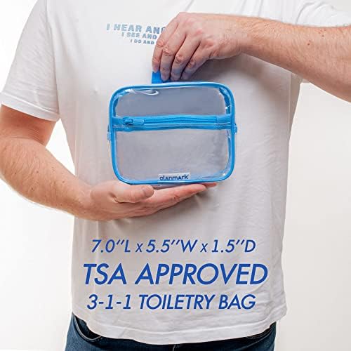 Saco de higiene pessoal aprovado pela TSA 3-1-1 Bolsa de cosméticos transparentes com alça - saco de tamanho de quart com zíper - bagagem de mão saco transparente para líquidos - aeroporto companhia aérea