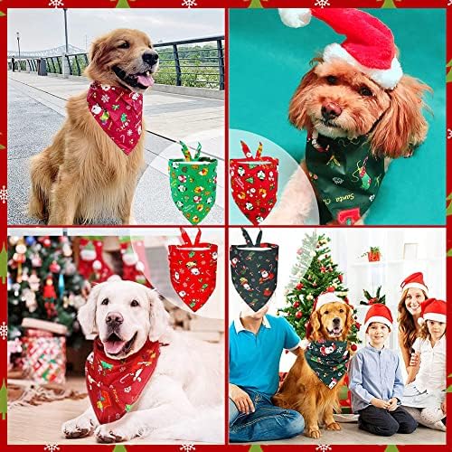 Christmas Dog Bandana 4 pacote - Bibs de cachecol de triângulo de estimação macios e respiráveis, cheios de padrões de elementos