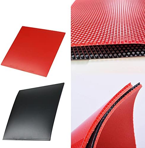 Jorjorler 2 PCs cola de borracha de tênis de mesa, pingue -pongue cola de espessura de folha inteira em torno de 4 mm, esponja dura de borracha de tênis de mesa 2,2 mm, um vermelho e um preto