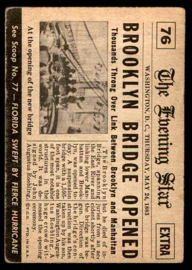 1954 Topps 76 Xcoa Brooklyn Bridge abriu VG