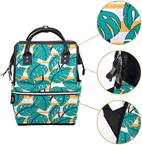 MONSTERA Padrão laranja Backpack Backpack Backpack Baby Bolsa Multi Função Múltiplas Funções Bolsa de Viagem de Grande Capacidade