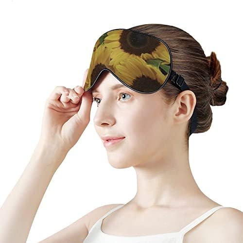 Máscara de girassóis florais para o Blackout Night Blackout com cinta ajustável para homens mulheres viajam de ioga na soneca