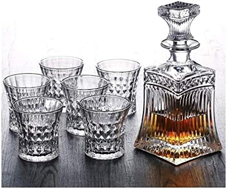 Conjunto de cristal de decantador de uísque 5pc Decanter de Whisky e óculos de uísque de cristal conjunto de óculos de cristal com 4 óculos em caixa de presente elegante exclusiva