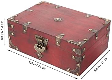 Caixa de tacha de tesouro de madeira cabilock caixa de armazenamento decorativo vintage com estojo de bloqueio de joalheria