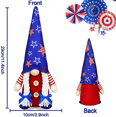 4 de julho Decorações patrióticas gnome, 2 PCs feitos à mão Mr e Sra. USA UECO TOMTE GNOMES PLUSH TABLE ORNAMENTOS DOMENTES PARA