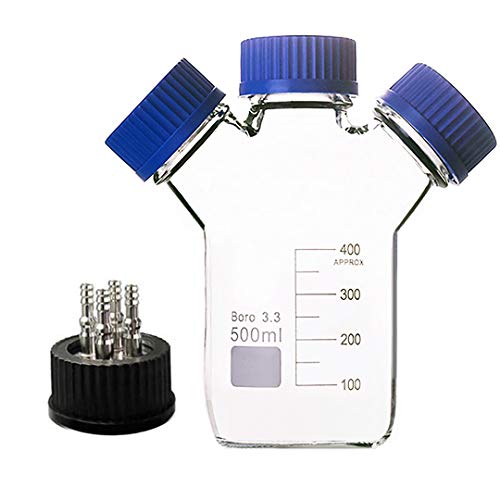 Donlab MBF-20L4 Borossilicate Glass Round Reagent Bottle Jar com SU 316 M-4-Through Cap Gl45
